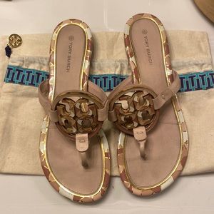 Tory Burch size 8 sandals multi earth tone colors